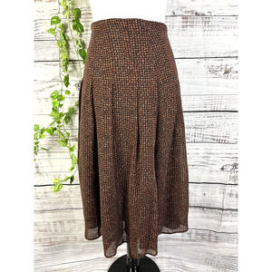 Jones New York Collection Skirt 16 Brown Plaid Wool Pleated Knee Modest Preppy